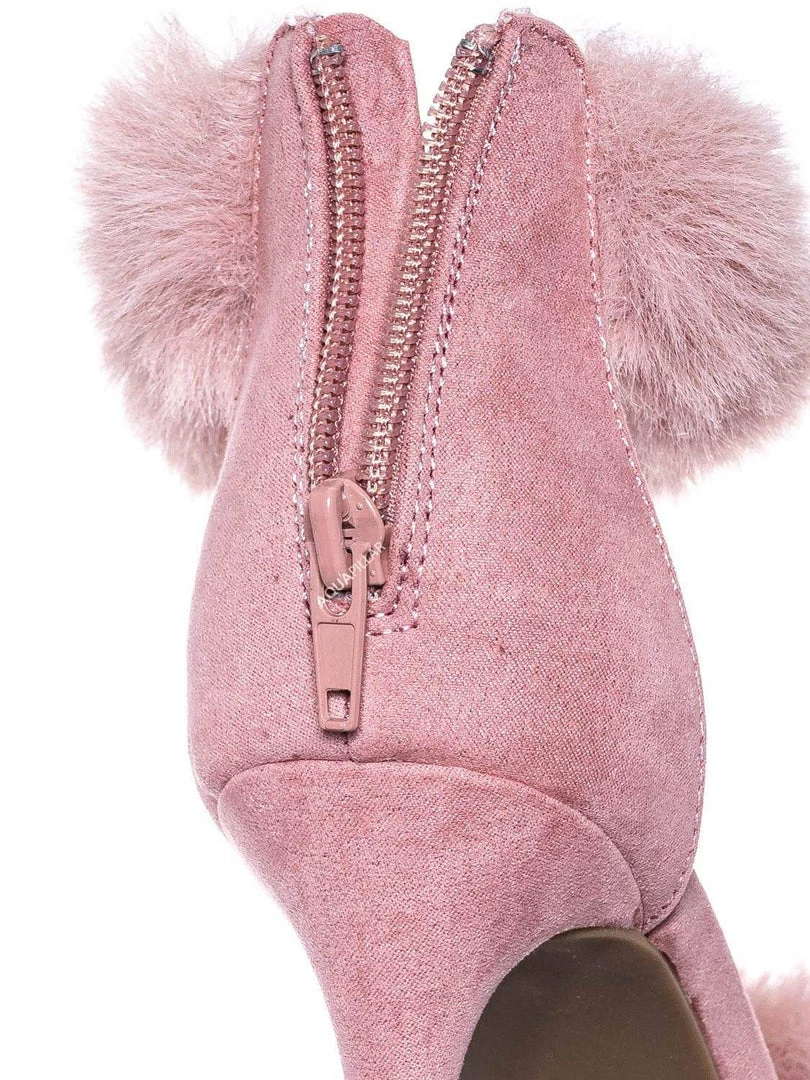 Anne Michelle Dashing47 Faux Fur High Heel Stiletto Sandal - Synthetic Fluffy Dress Shoes