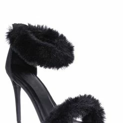 Anne Michelle Dashing47 Faux Fur High Heel Stiletto Sandal - Synthetic Fluffy Dress Shoes