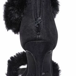 Anne Michelle Dashing47 Faux Fur High Heel Stiletto Sandal - Synthetic Fluffy Dress Shoes
