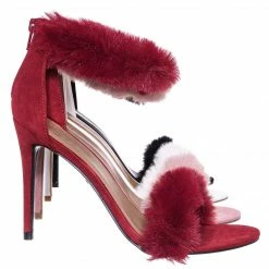Anne Michelle Dashing47 Faux Fur High Heel Stiletto Sandal - Synthetic Fluffy Dress Shoes