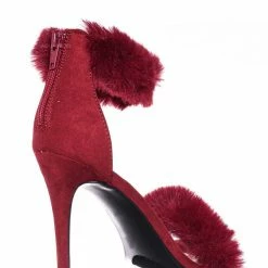 Anne Michelle Dashing47 Faux Fur High Heel Stiletto Sandal - Synthetic Fluffy Dress Shoes