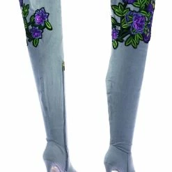 Anne Michelle Dedicate14 Over Knee Thigh High Heel Dress Boots W Faux Fur & Embroidery