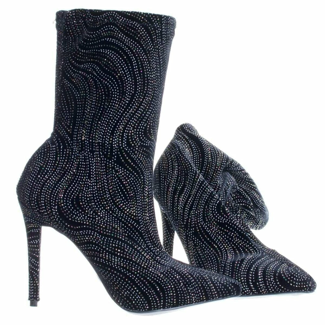 Anne Michelle New Dedicate48 Pointed Toe Dress Pump W Elastic Ankle Bootie In Floral & Glitter