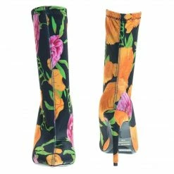 Anne Michelle New Dedicate48 Pointed Toe Dress Pump W Elastic Ankle Bootie In Floral & Glitter