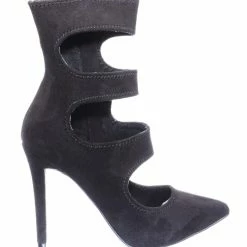 Anne Michelle Dedicate71 3 Cutout Ankle Bootie On High Stiletto Heel Pointed Toe Dress Pump New