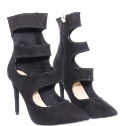 Anne Michelle Dedicate71 3 Cutout Ankle Bootie On High Stiletto Heel Pointed Toe Dress Pump New