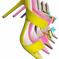 Anne Michelle Exception01 Pointed Toe Mule Sandal Slipper W Clear Transparent Lucite Strap New