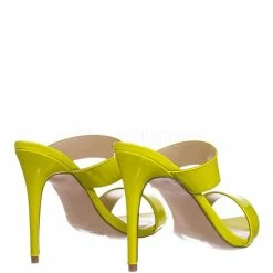 Anne Michelle Exception01 Pointed Toe Mule Sandal Slipper W Clear Transparent Lucite Strap New