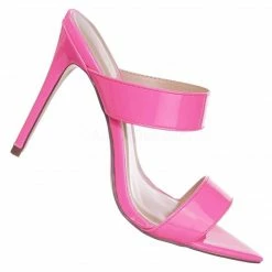 Anne Michelle Exception01 Pointed Toe Mule Sandal Slipper W Clear Transparent Lucite Strap New