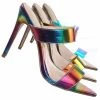 Anne Michelle Exception01 Pointed Toe Mule Sandal Slipper W Clear Transparent Lucite Strap New