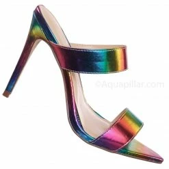 Anne Michelle Exception01 Pointed Toe Mule Sandal Slipper W Clear Transparent Lucite Strap New