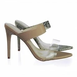 Anne Michelle Exception01 Pointed Toe Mule Sandal Slipper W Clear Transparent Lucite Strap New