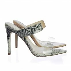 Anne Michelle Exception01 Pointed Toe Mule Sandal Slipper W Clear Transparent Lucite Strap New