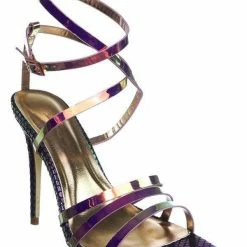 Anne Michelle Exception09 Clear High Heel Pointed Open Toe Iridescent Strappy Dress Sandal New