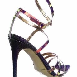 Anne Michelle Exception09 Clear High Heel Pointed Open Toe Iridescent Strappy Dress Sandal New