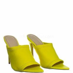 Anne Michelle New Exception25 Pointed Peep Toe Mule - Women Slide Slipper High Heel Slippers
