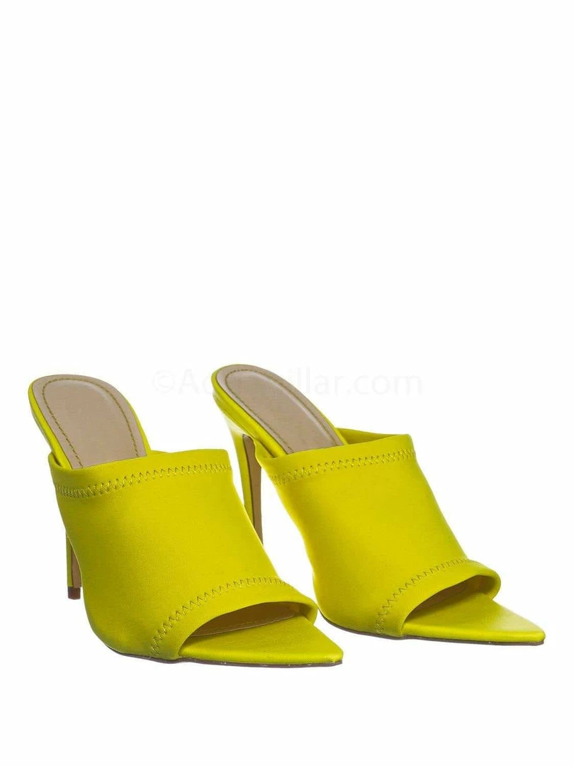 Anne Michelle New Exception25 Pointed Peep Toe Mule - Women Slide Slipper High Heel Slippers