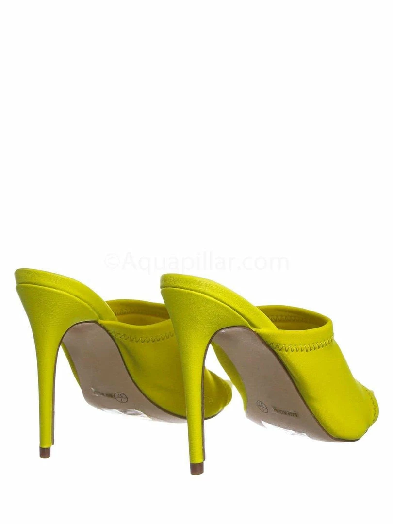 Anne Michelle New Exception25 Pointed Peep Toe Mule - Women Slide Slipper High Heel Slippers