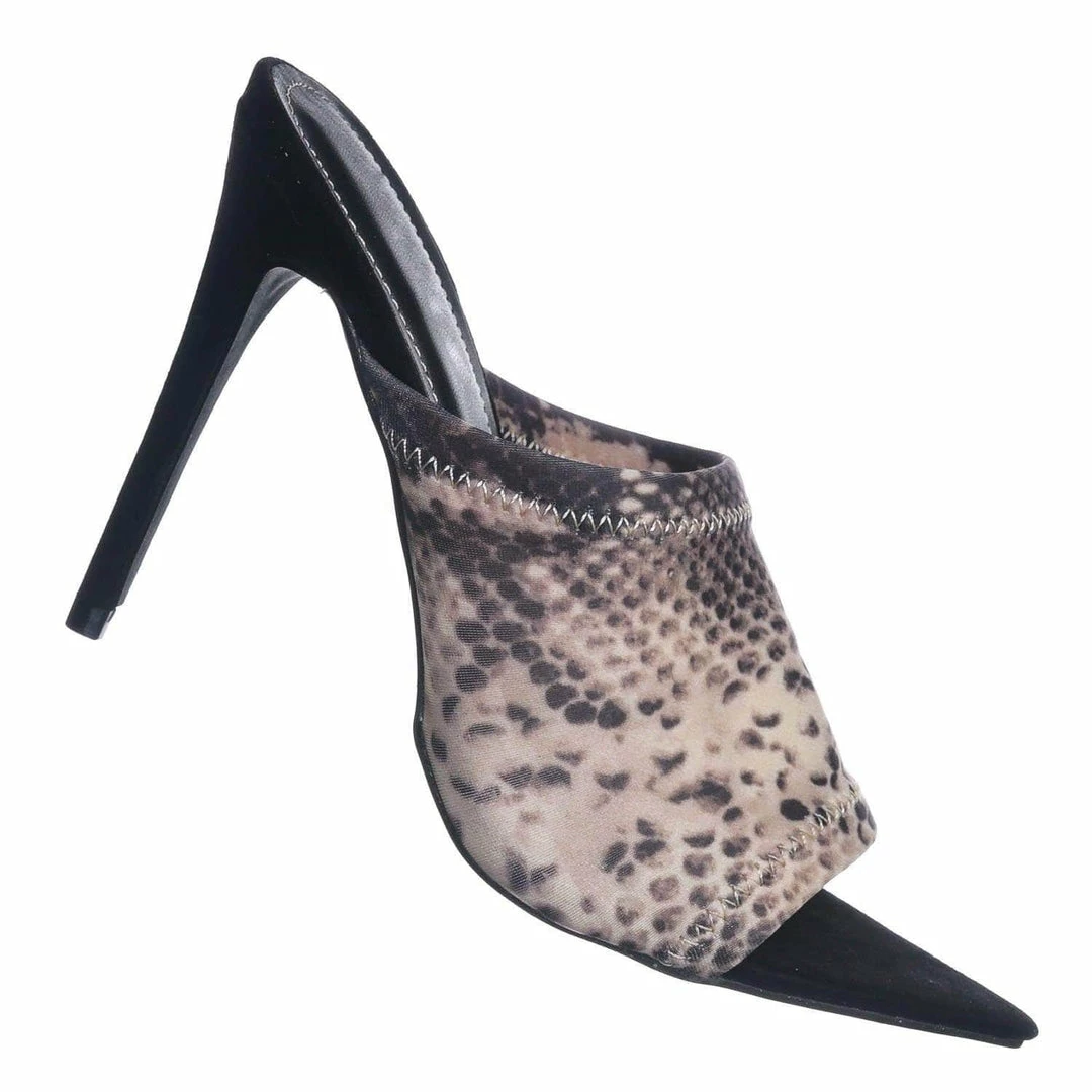 Anne Michelle New Exception25 Pointed Peep Toe Mule - Women Slide Slipper High Heel Slippers