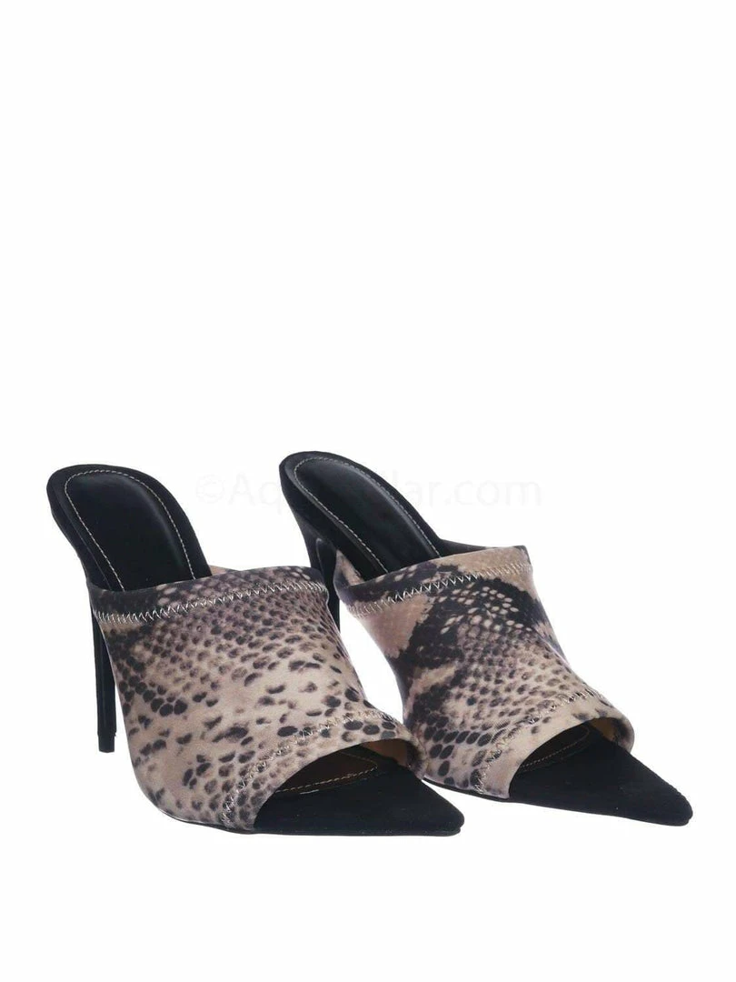 Anne Michelle New Exception25 Pointed Peep Toe Mule - Women Slide Slipper High Heel Slippers