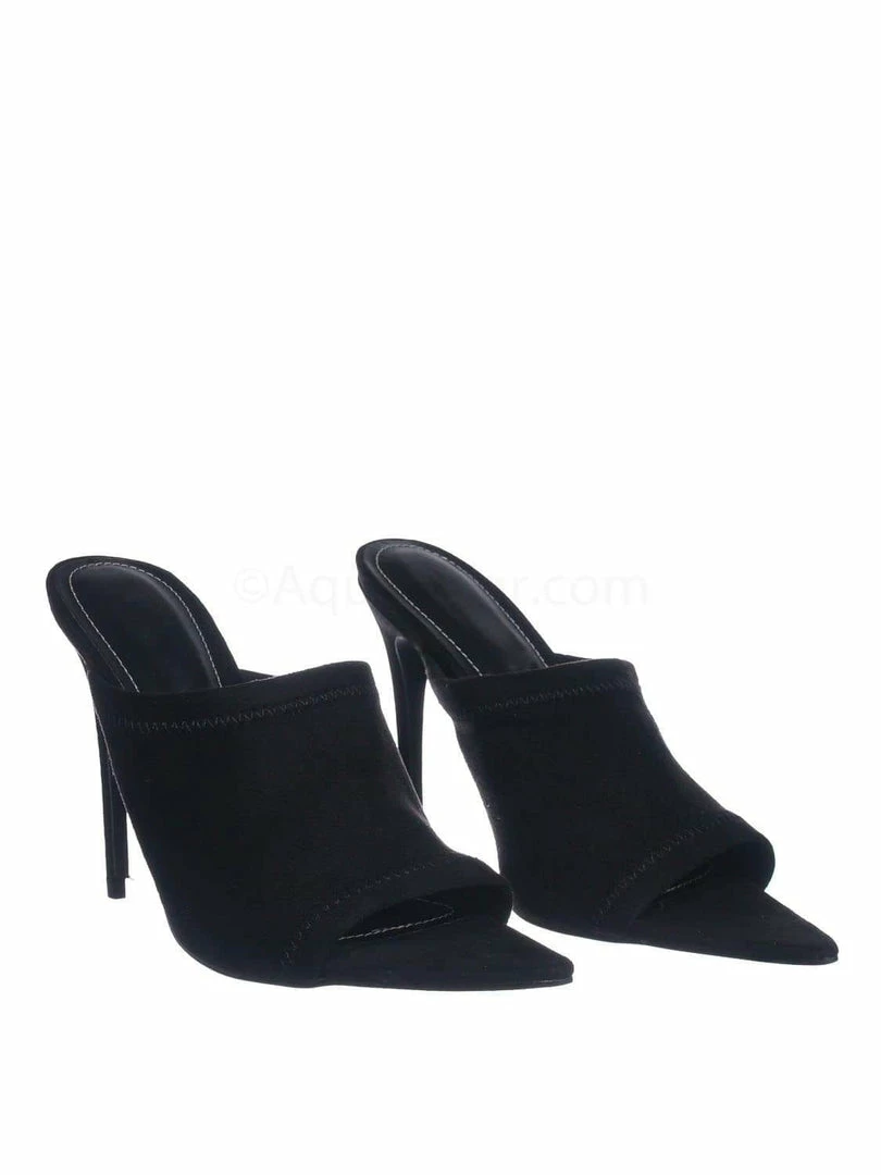 Anne Michelle New Exception25 Pointed Peep Toe Mule - Women Slide Slipper High Heel Slippers