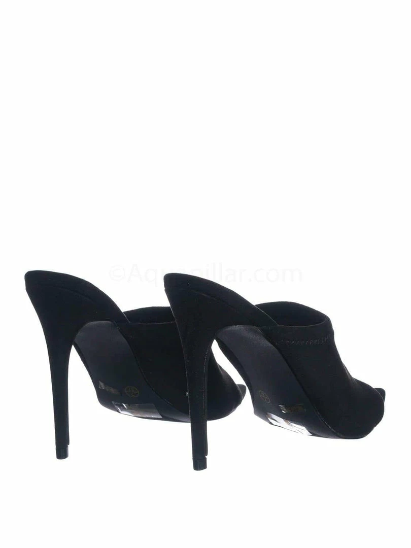 Anne Michelle New Exception25 Pointed Peep Toe Mule - Women Slide Slipper High Heel Slippers