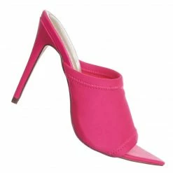 Anne Michelle New Exception25 Pointed Peep Toe Mule - Women Slide Slipper High Heel Slippers