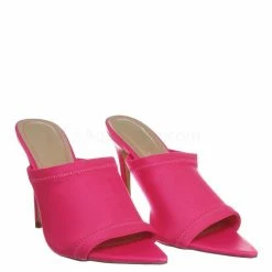 Anne Michelle New Exception25 Pointed Peep Toe Mule - Women Slide Slipper High Heel Slippers