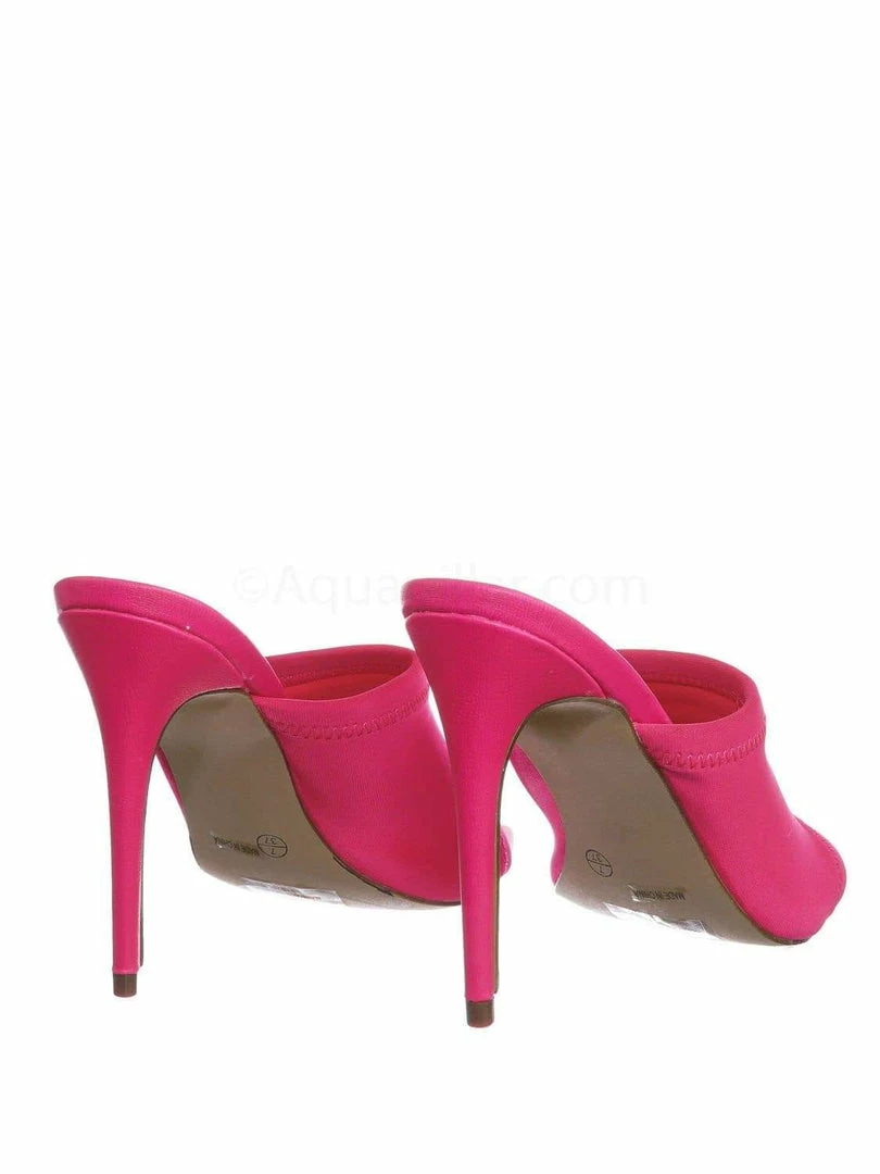 Anne Michelle New Exception25 Pointed Peep Toe Mule - Women Slide Slipper High Heel Slippers