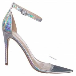 Anne Michelle Exception28 Lucite Clear High Heel Sandal - Pointed Open Toe Ankle Strap Shoe