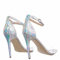 Anne Michelle Exception28 Lucite Clear High Heel Sandal - Pointed Open Toe Ankle Strap Shoe