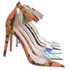 Anne Michelle Exception28 Lucite Clear High Heel Sandal - Pointed Open Toe Ankle Strap Shoe