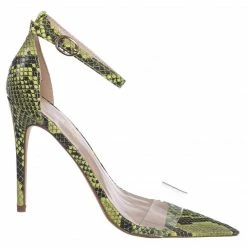 Anne Michelle Exception28 Lucite Clear High Heel Sandal - Pointed Open Toe Ankle Strap Shoe