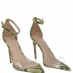 Anne Michelle Exception28 Lucite Clear High Heel Sandal - Pointed Open Toe Ankle Strap Shoe