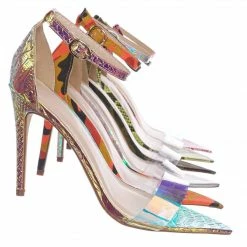 Anne Michelle Exception28 Lucite Clear High Heel Sandal - Pointed Open Toe Ankle Strap Shoe