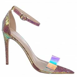 Anne Michelle Exception28 Lucite Clear High Heel Sandal - Pointed Open Toe Ankle Strap Shoe