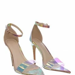 Anne Michelle Exception28 Lucite Clear High Heel Sandal - Pointed Open Toe Ankle Strap Shoe