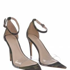 Anne Michelle Exception28 Lucite Clear High Heel Sandal - Pointed Open Toe Ankle Strap Shoe