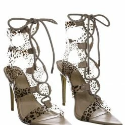 Anne Michelle New Exception35 Pointed Toe Gladiator Ghillie Sandal - Women Clear Snake Lace Up