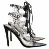 Anne Michelle New Exception35 Pointed Toe Gladiator Ghillie Sandal - Women Clear Snake Lace Up