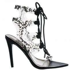 Anne Michelle New Exception35 Pointed Toe Gladiator Ghillie Sandal - Women Clear Snake Lace Up