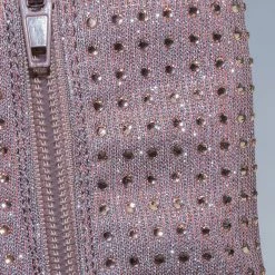 Anne Michelle Magnolia09 Rhinestone Crystal Embellished High Heel Ankle Bootie In Mesh Glitter New