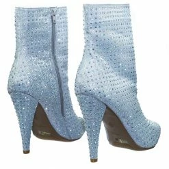 Anne Michelle Magnolia09 Rhinestone Crystal Embellished High Heel Ankle Bootie In Mesh Glitter New