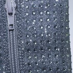 Anne Michelle Magnolia09 Rhinestone Crystal Embellished High Heel Ankle Bootie In Mesh Glitter New