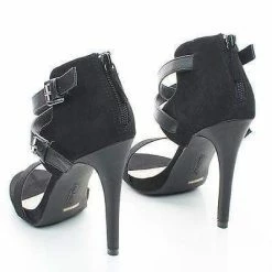 Newbee11 By Anne Michelle, Two Tone Criss Cross Cut Out Ankle Strap Zipper Buckle High Heel