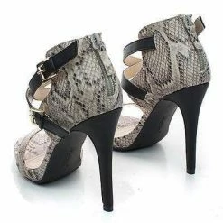 Newbee11 By Anne Michelle, Two Tone Criss Cross Cut Out Ankle Strap Zipper Buckle High Heel