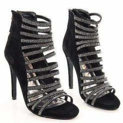 Perton19 By Anne Michelle, IKS Stiletto Formal Dress Crystal Studded Strappy Open Toe Sandal New