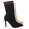 Anne Michelle New Pledge Stretch Elastic Sport Luxe Rib-Knit Sock Ankle Bootie W Stripe