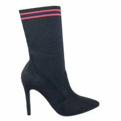 Anne Michelle New Pledge Stretch Elastic Sport Luxe Rib-Knit Sock Ankle Bootie W Stripe