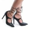 Riseup31V By Anne Michelle, Pointy Toe Corset Lace Up Leg Wrap Stiletto Heel Pumps